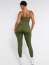 Well-in Vogue High Stretchy Seamless Sling Tummy Control Jumpsuit Removable cup pads